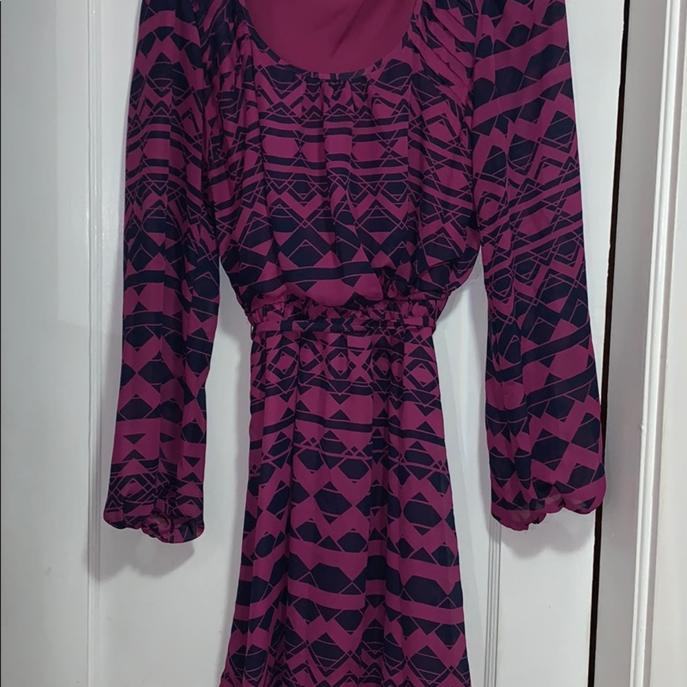 Long Sleeve, Aztec Print Dress